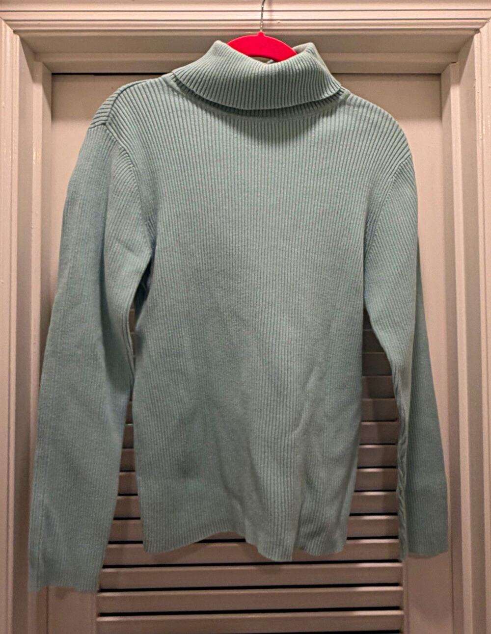 Westbound Sweater Women's M Blue Ribbed Knit Turtleneck Long Sleeve Pullover